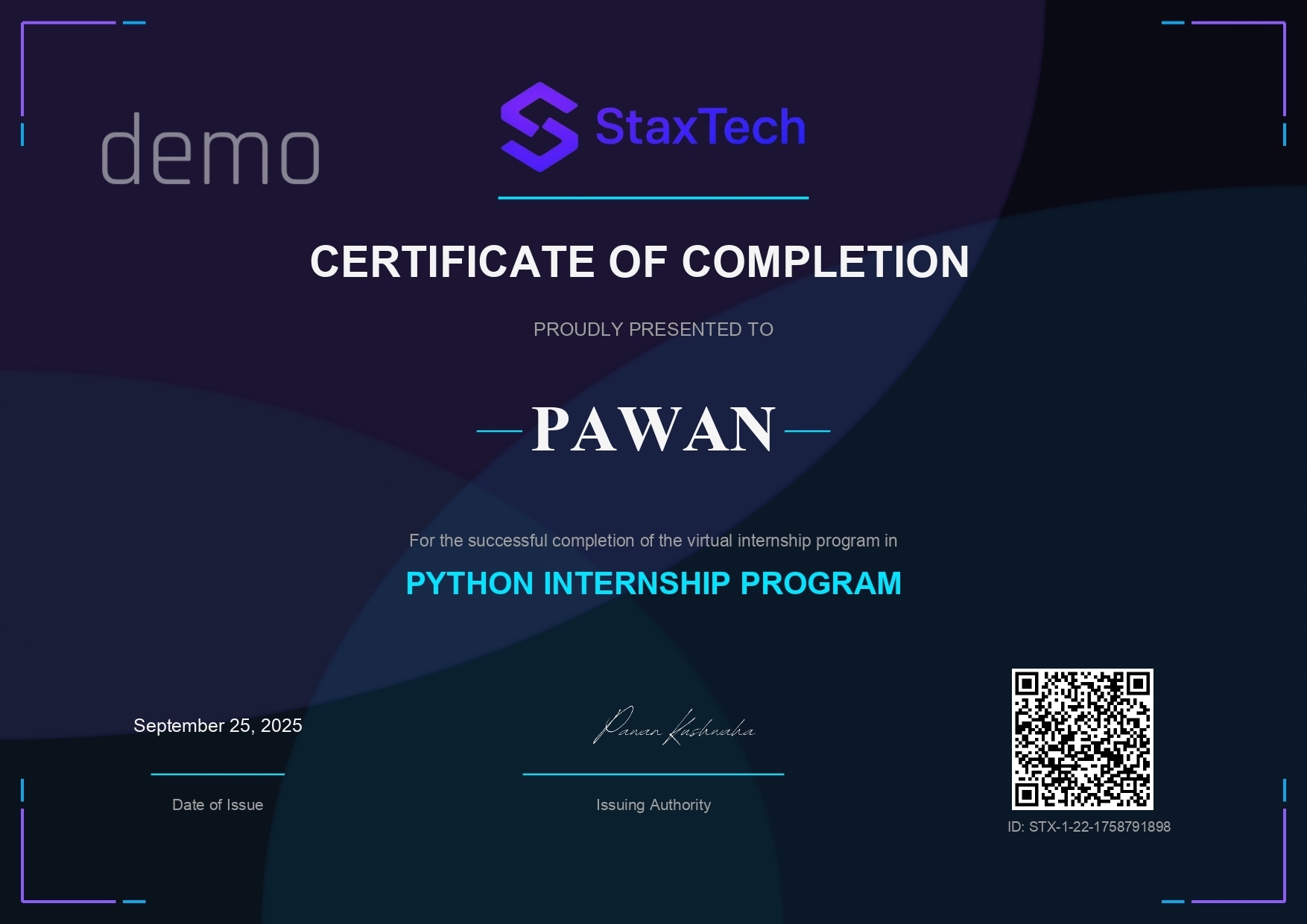 Internship Certificate Preview